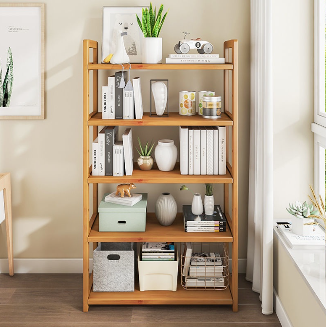 Minimalist bamboo wood shelve